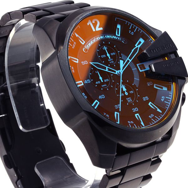 Diesel DZ4318 Mega Chief Chronograph Men's Watch – Black Dial & Black Steel Strap