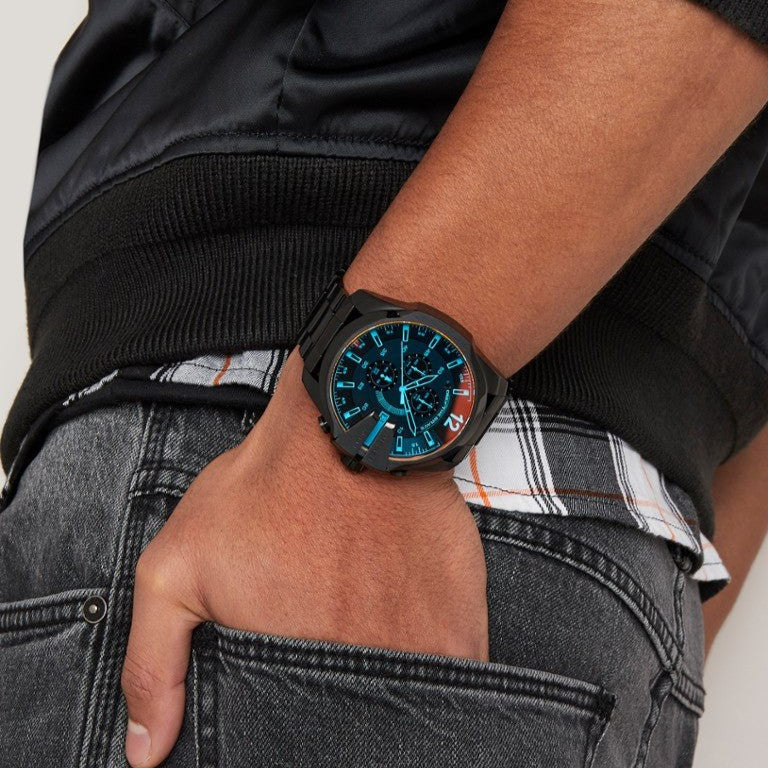 Diesel DZ4318 Mega Chief Chronograph Men's Watch – Black Dial & Black Steel Strap