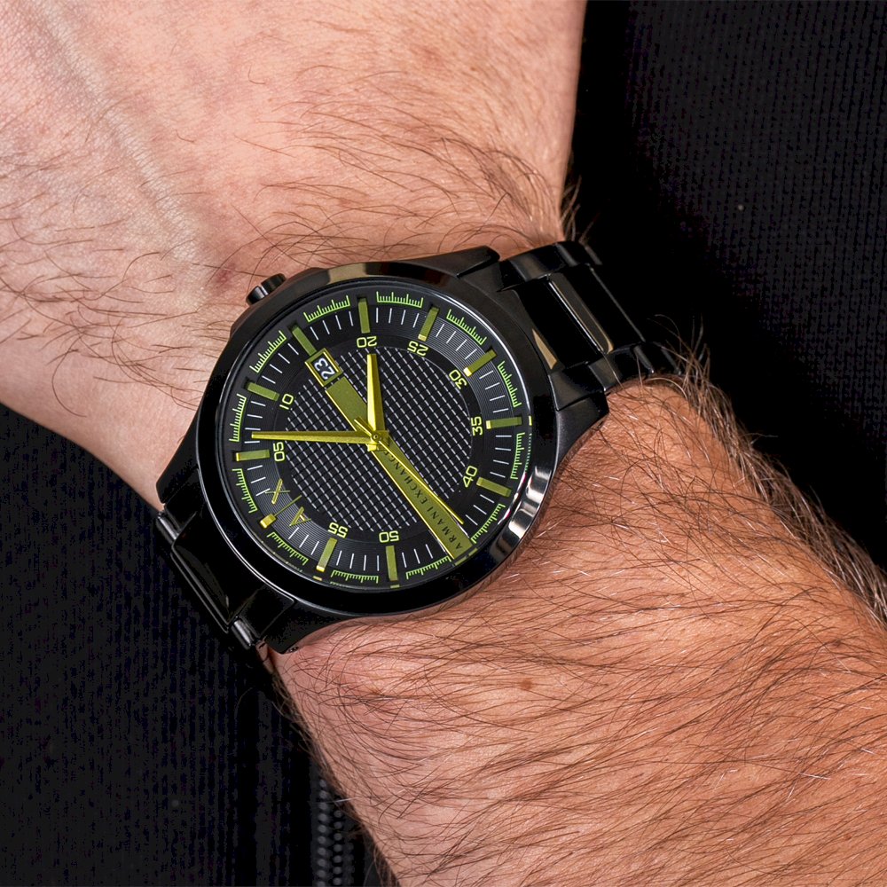 Armani Exchange Hampton AX2407 Men's Watch – Sleek Black Dial with Black Stainless Steel Bracelet
