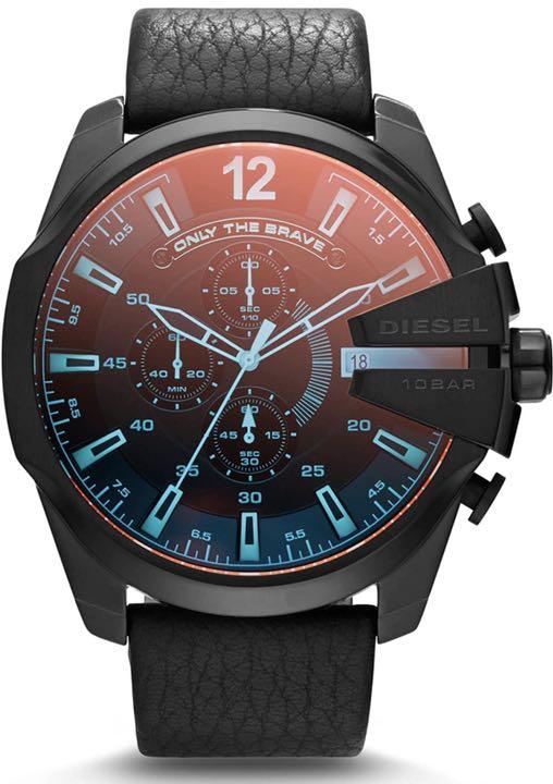 Diesel DZ4323 Mega Chief Chronograph Men's Watch – Black Dial & Black Leather Strap