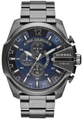 Diesel DZ4329 Mega Chief Chronograph Men's Watch – Blue Dial & Black Stainless Steel Strap