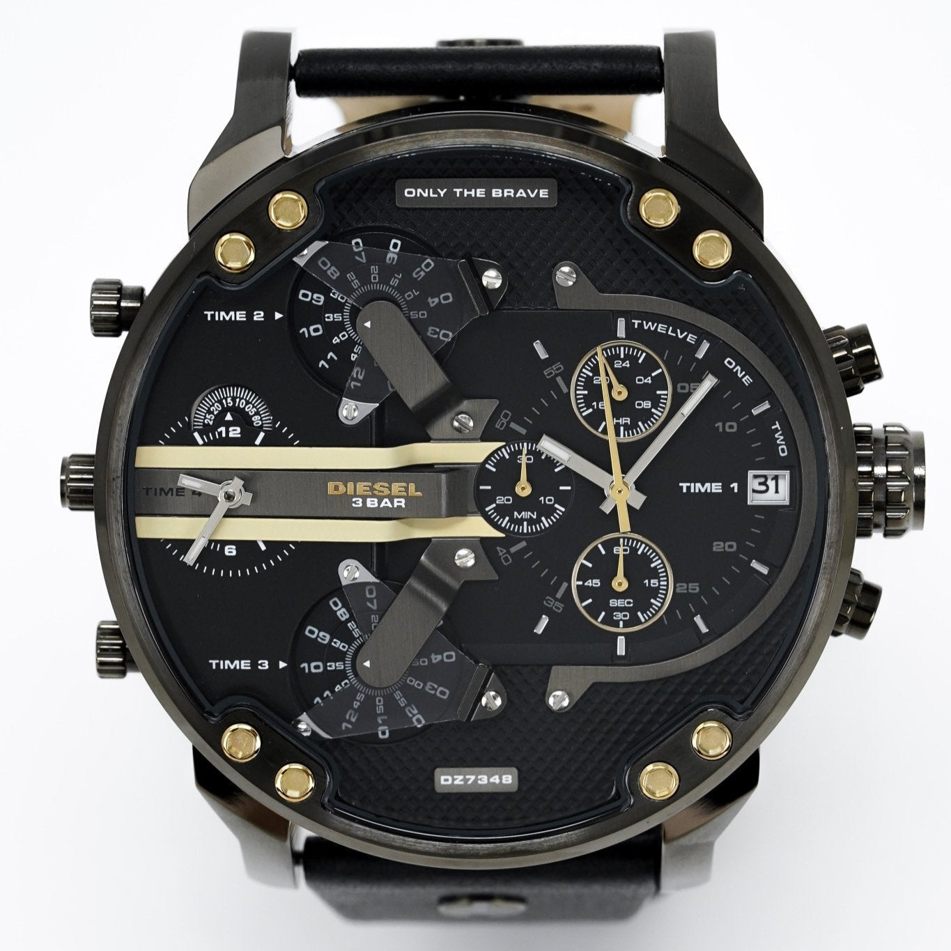 Diesel DZ7348 Mr. Daddy 2.0 Chronograph Men's Watch – Black Dial & Black Leather Strap