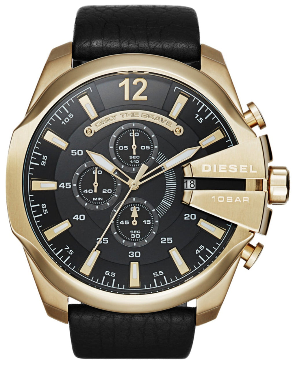 Diesel DZ4344 Mega Chief Chronograph Men's Watch – Black Dial & Black Leather Strap