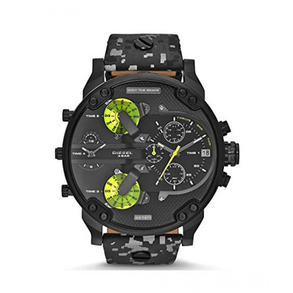 Diesel DZ7311 Big Daddy Chronograph Men's Watch – Black Dial & Black Leather Strap