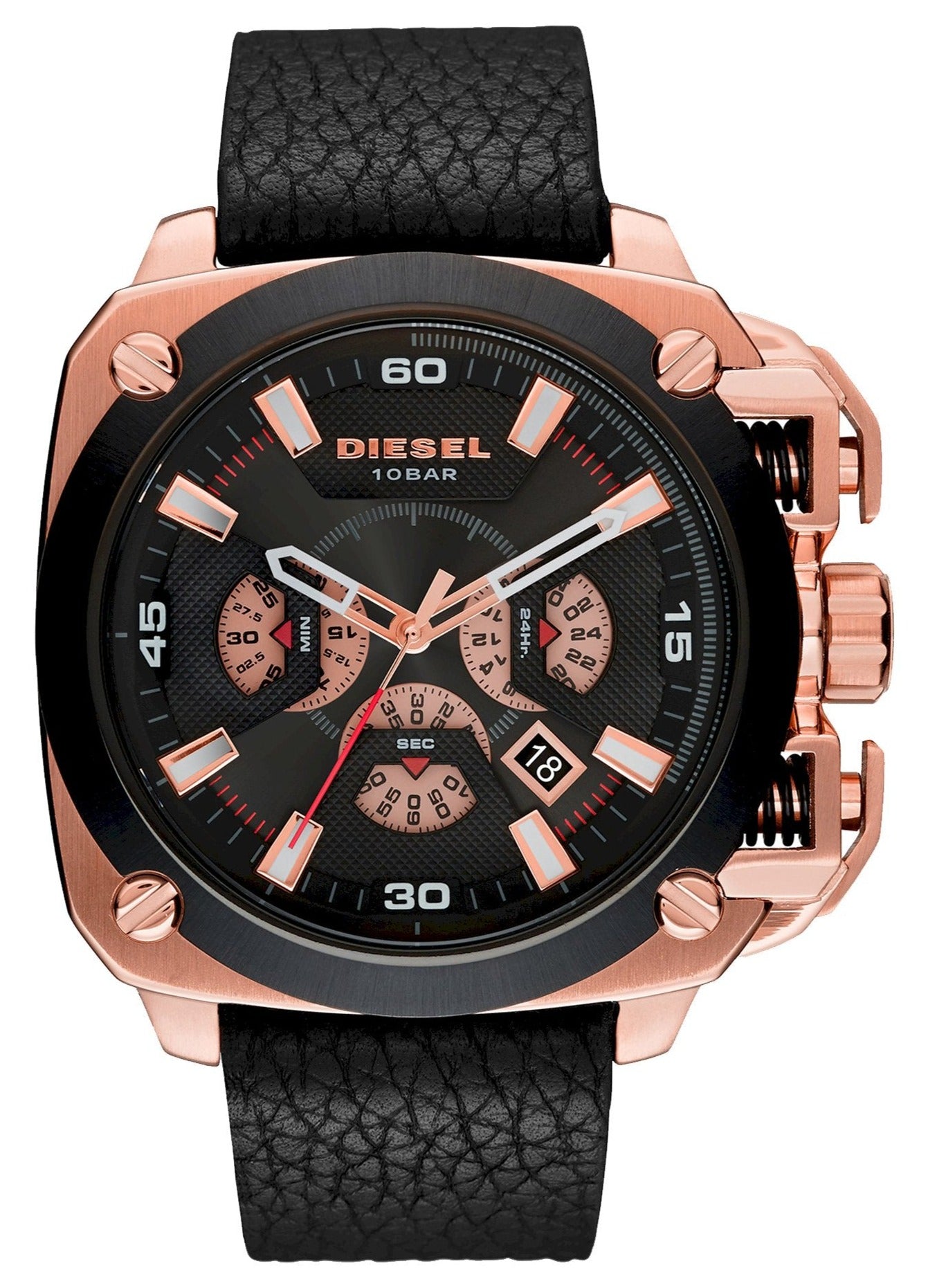 Diesel DZ7346 BAMF Chronograph Men's Watch – Black Dial & Black Leather Strap