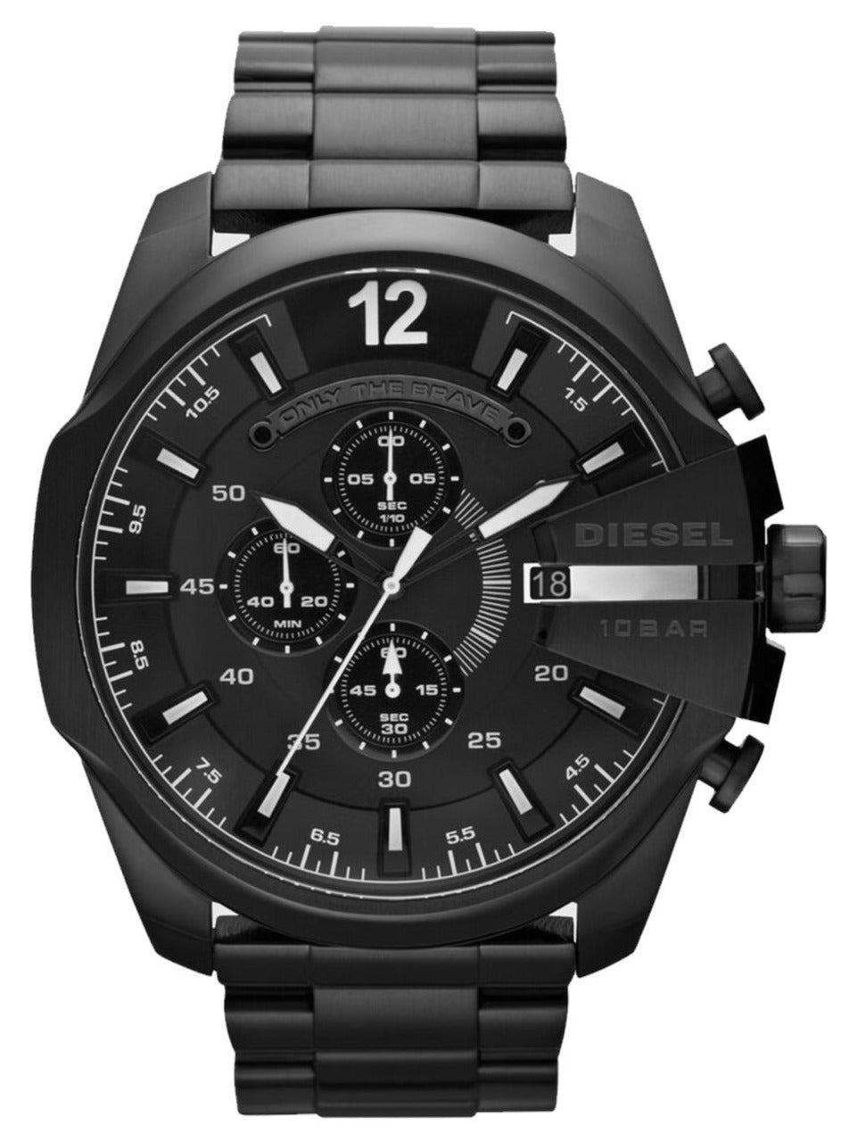 Diesel DZ4283 Mega Chief Chronograph Men's Watch – Black Dial & Black Steel Strap