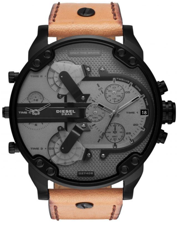 Diesel DZ7406 Mr. Daddy 2.0 Chronograph Men's Watch – Grey Dial & Brown Leather Strap