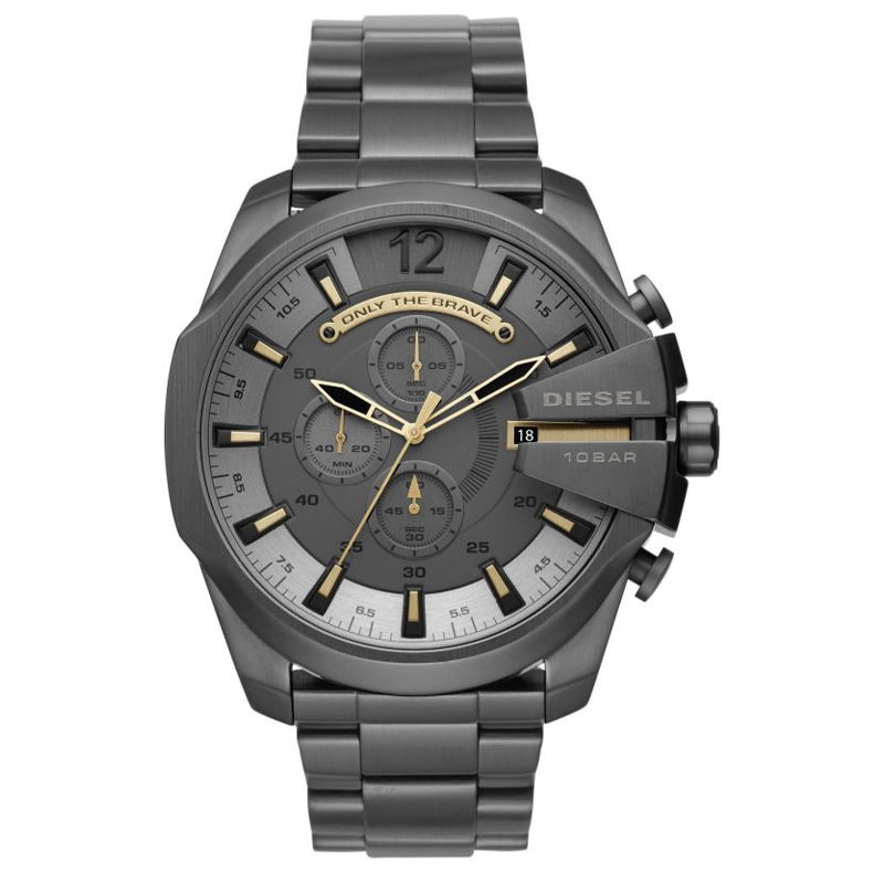 Diesel DZ4466 Mega Chief Chronograph Men's Watch – Grey Dial & Grey Stainless Steel Strap