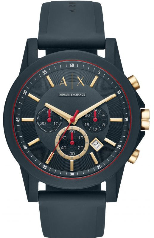 Armani Exchange Outerbanks AX1335 Men's Chronograph Watch – Blue Dial with Blue Silicone Strap