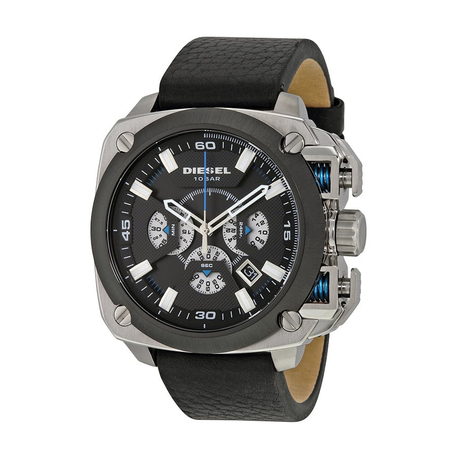 Diesel DZ7345 BAMF Chronograph Men's Watch – Black Dial & Black Leather Strap