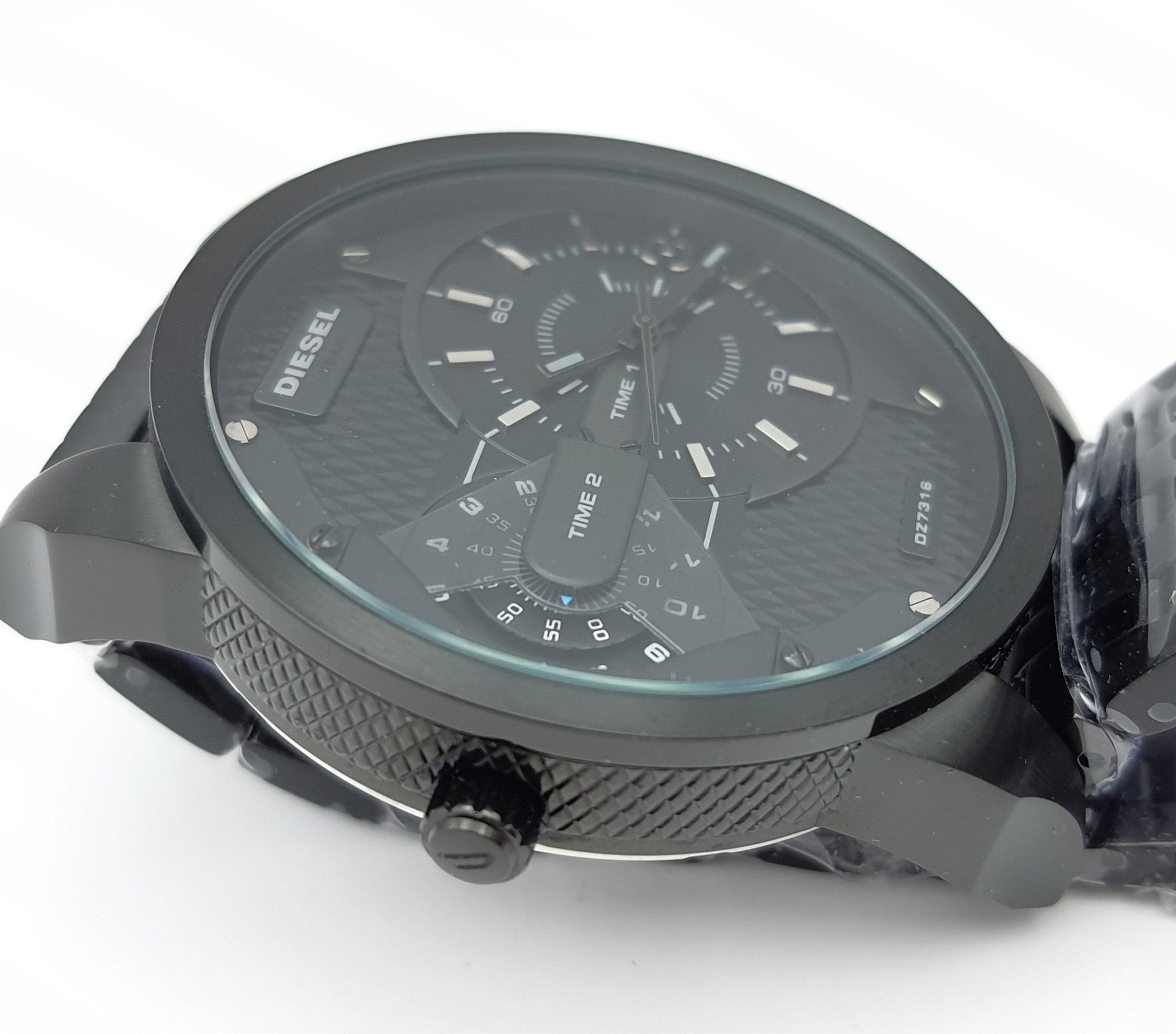 Diesel DZ7316 Mini Daddy Dual Time Men's Watch – Black Dial & Black Stainless Steel Strap