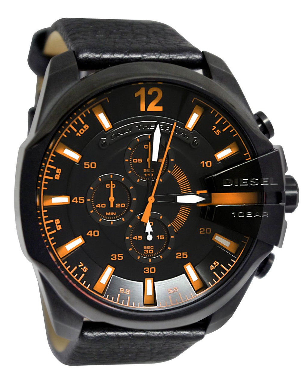 Diesel DZ4291 Mega Chief Chronograph Men's Watch – Black Dial & Black Leather Strap