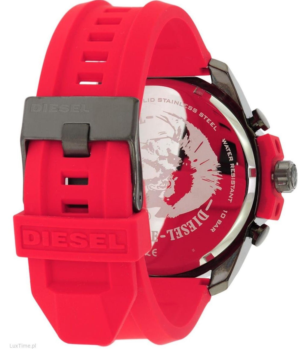Diesel DZ4427 Mega Chief Chronograph Men's Watch – Black Dial & Red Silicone Strap