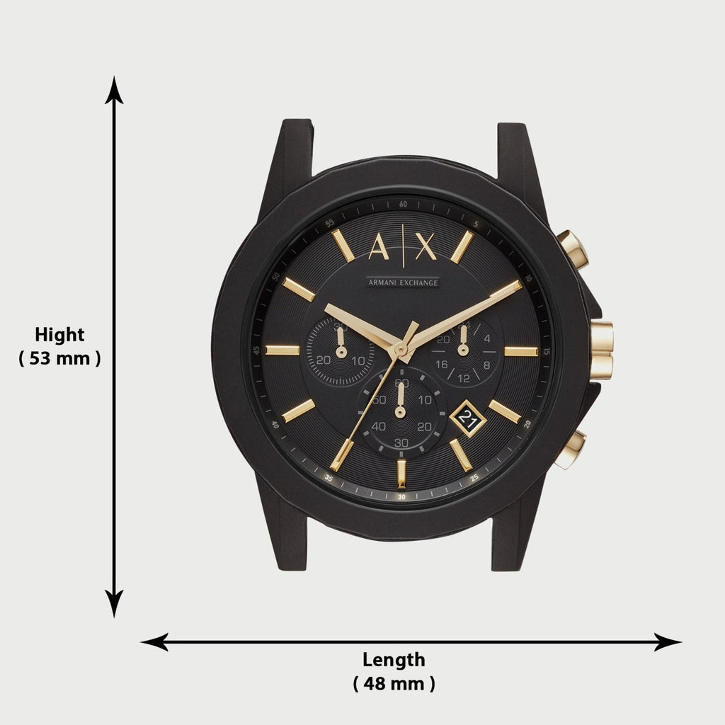 Armani Exchange Outerbanks AX7105 Men's Chronograph Watch – Black Dial with Black Stainless Steel Strap