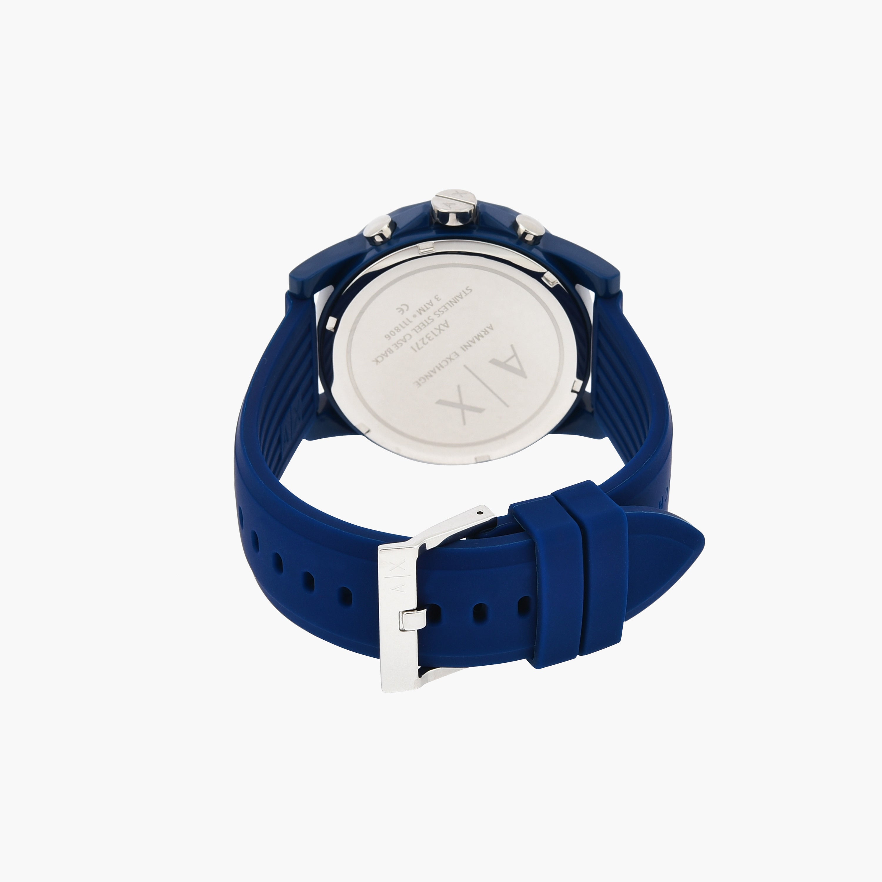 Men's Armani Exchange Outerbanks Chronograph Watch AX1327 – Blue Dial with Blue Silicone Strap