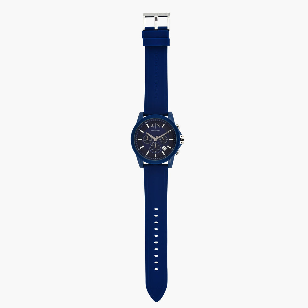 Men's Armani Exchange Outerbanks Chronograph Watch AX1327 – Blue Dial with Blue Silicone Strap