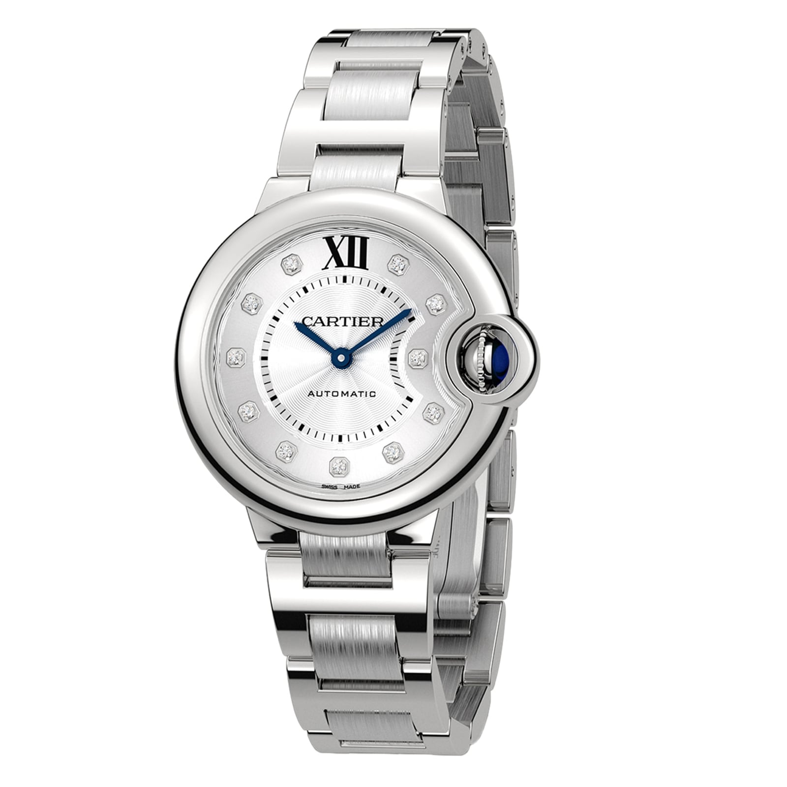 Ballon Bleu de Cartier 33 | 33mm, Steel, Diamond Silver Dial