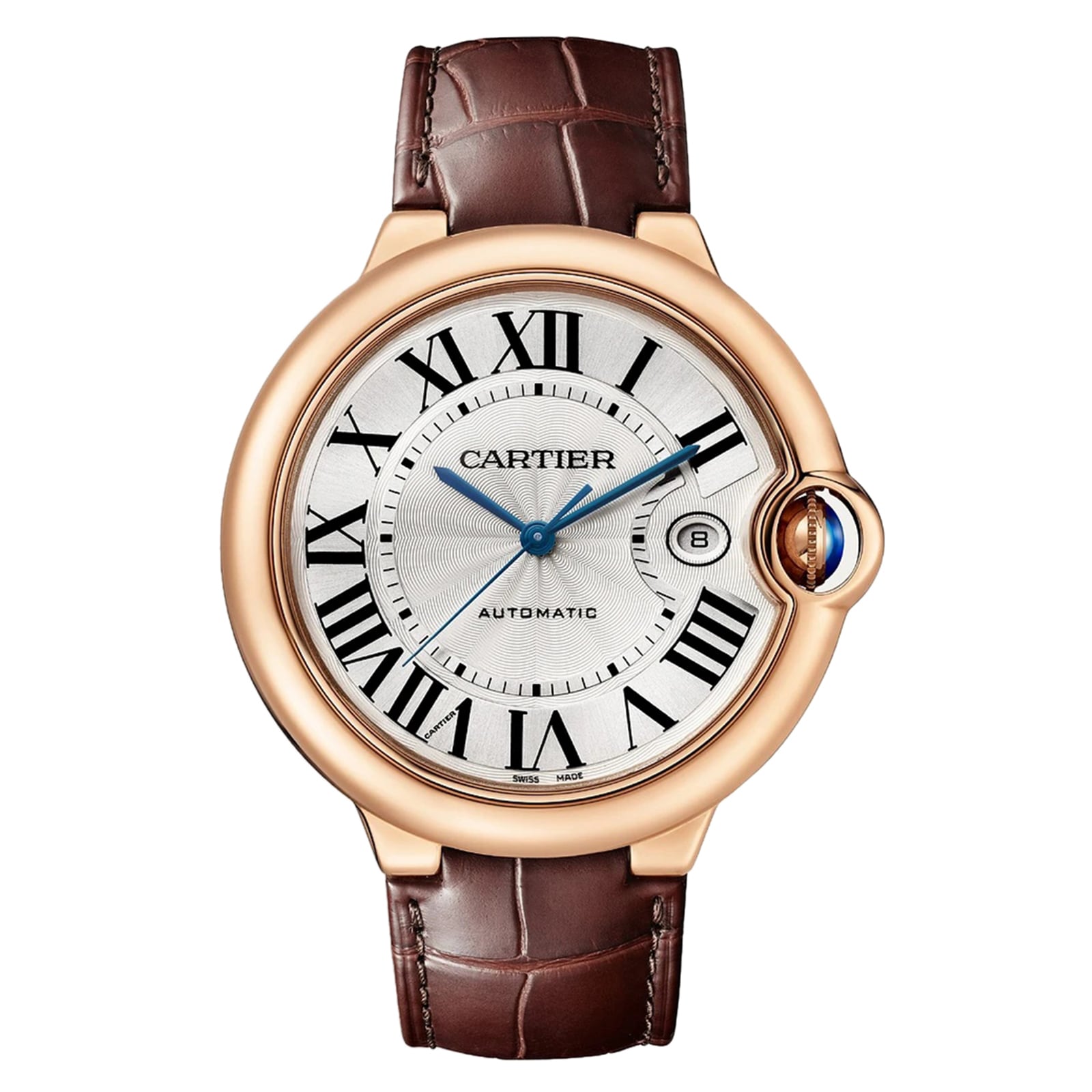 Ballon Bleu de Cartier 42 | 42mm, 18K Rose Gold, Alligator Leather, Silver Dial