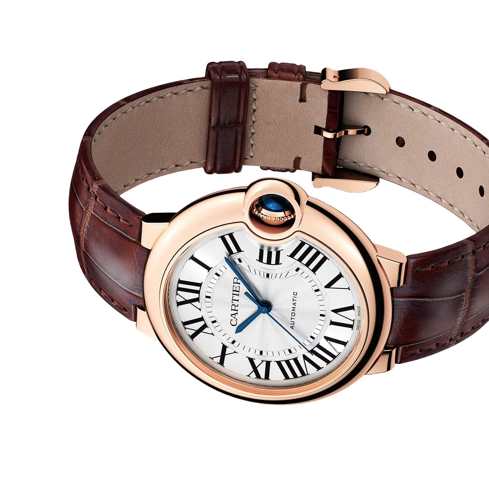 Ballon Bleu de Cartier 36 | 36mm, 18K Rose Gold, Alligator Leather, Silver Dial