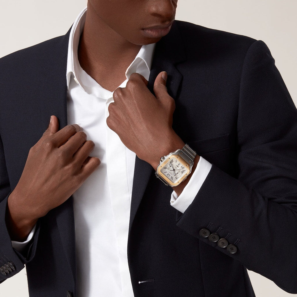 Santos de Cartier Chronograph | 43mm, Two-Tone Steel & 18K Yellow Gold, Silver Dial