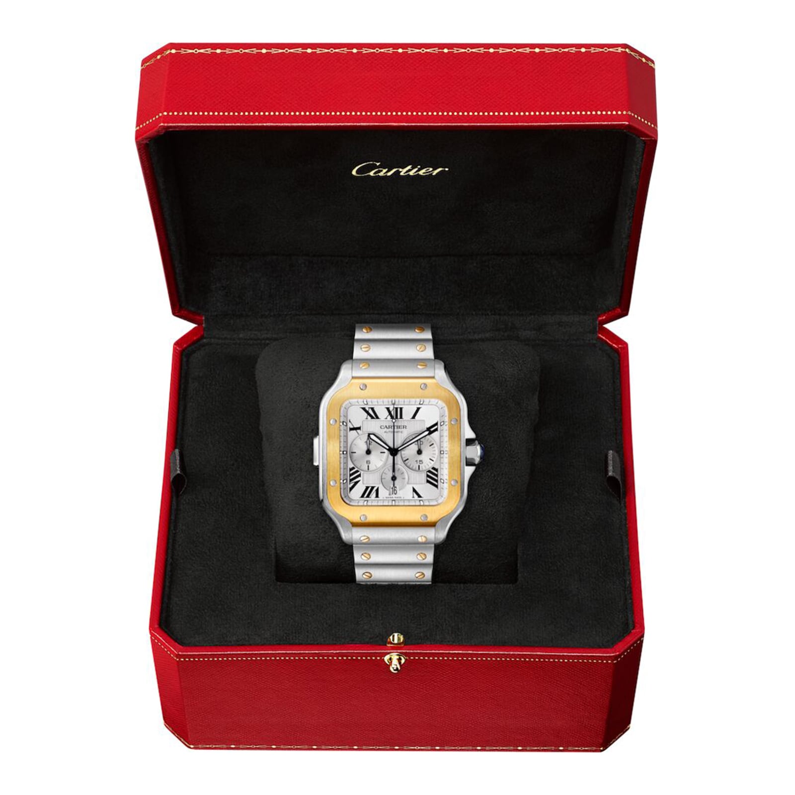 Santos de Cartier Chronograph | 43mm, Two-Tone Steel & 18K Yellow Gold, Silver Dial