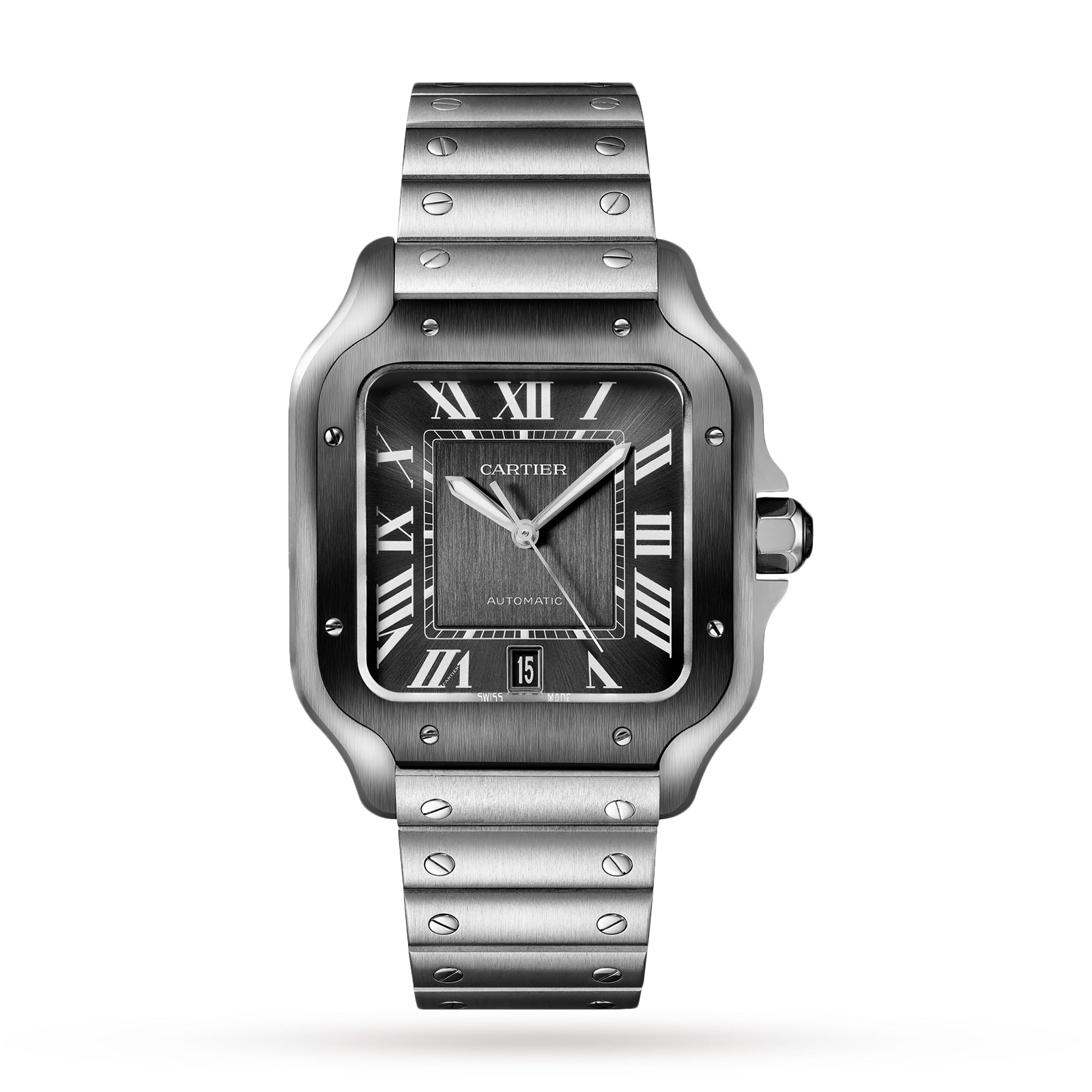 Santos de Cartier Large Model | 40mm, Two-Tone Steel & ADLC, Steel, Grey Dial