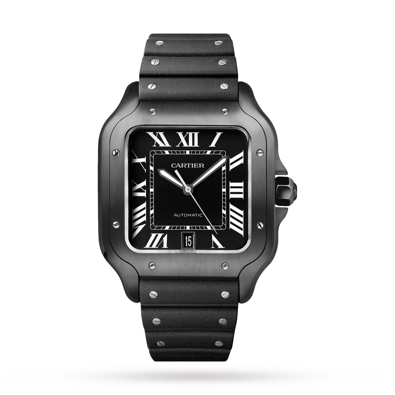 Santos de Cartier Large Model | 40mm, Two-Tone Steel & ADLC, Rubber, Black Dial