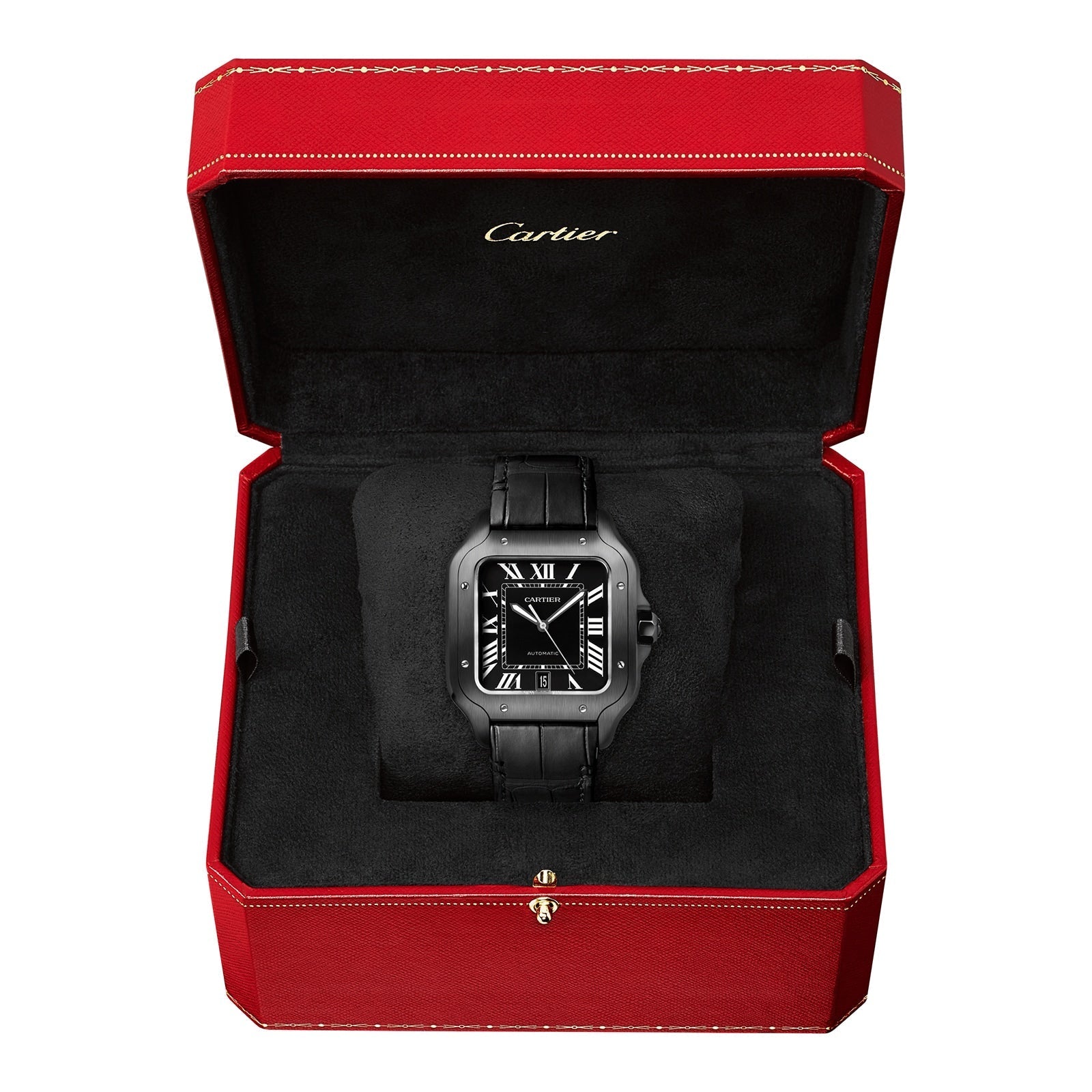 Santos de Cartier Large Model | 40mm, Two-Tone Steel & ADLC, Rubber, Black Dial