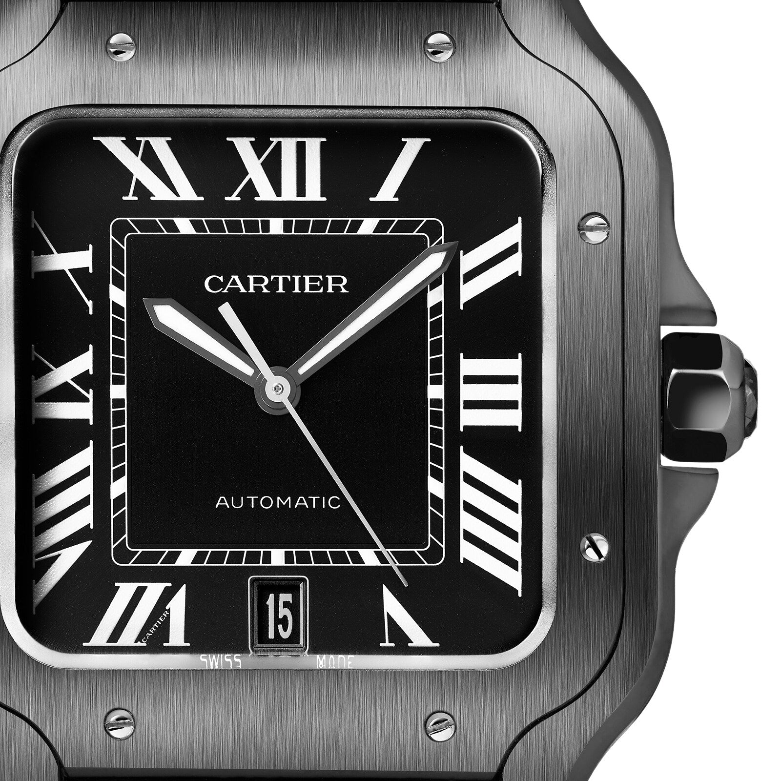 Santos de Cartier Large Model | 40mm, Two-Tone Steel & ADLC, Rubber, Black Dial