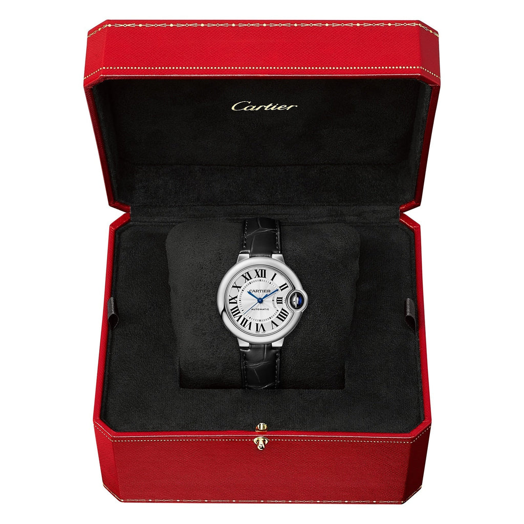 Ballon Bleu de Cartier 33 | 33mm, Steel, Alligator Leather, Silver Dial
