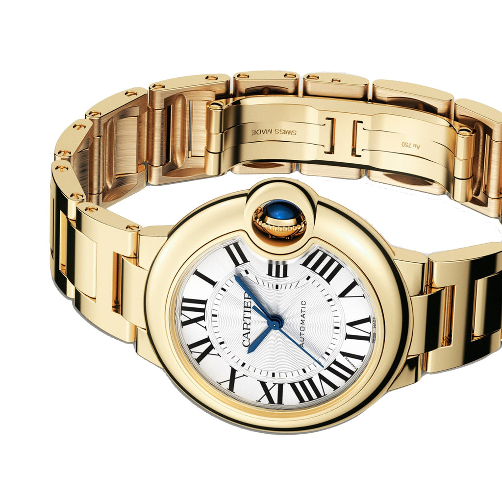 Ballon Bleu de Cartier 33 | 33mm, 18K Yellow Gold, Silver Dial, Gold Bezel