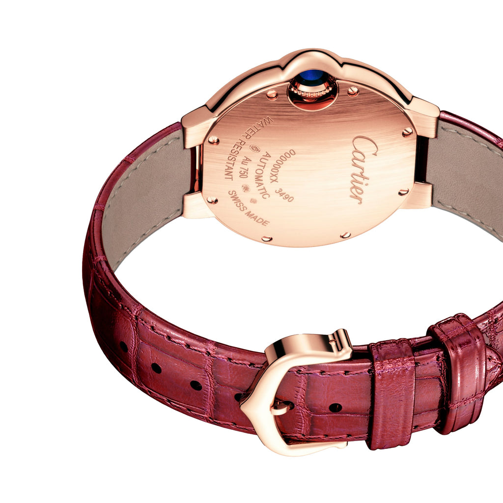 Ballon Bleu de Cartier 33 | 33mm, 18K Rose Gold, Alligator Leather, Silver Dial