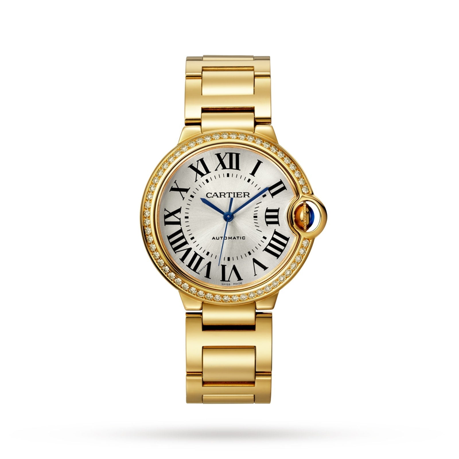Ballon Bleu de Cartier 33 | 33mm, 18K Yellow Gold, Silver Dial, Yellow Bezel