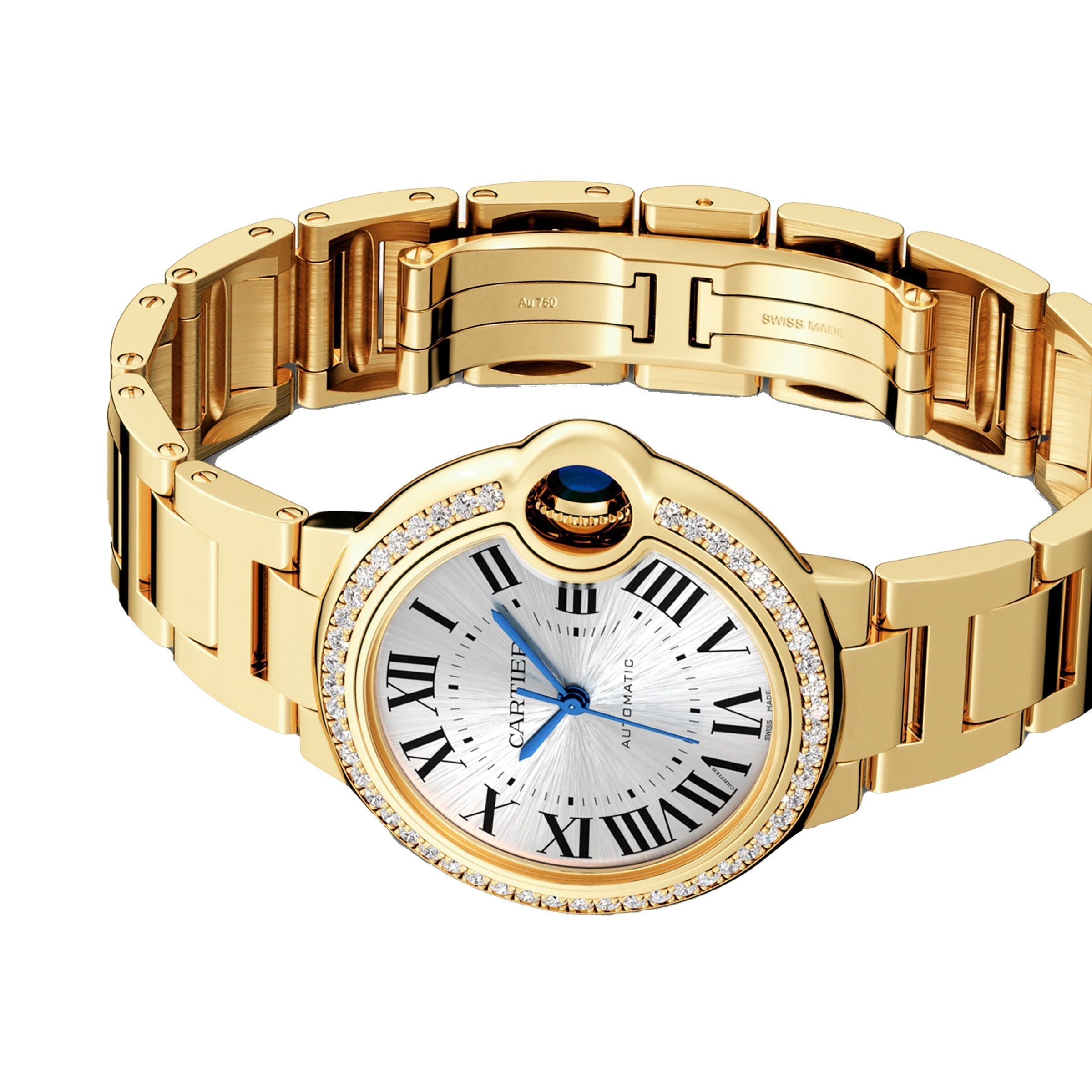 Ballon Bleu de Cartier 33 | 33mm, 18K Yellow Gold, Silver Dial, Yellow Bezel