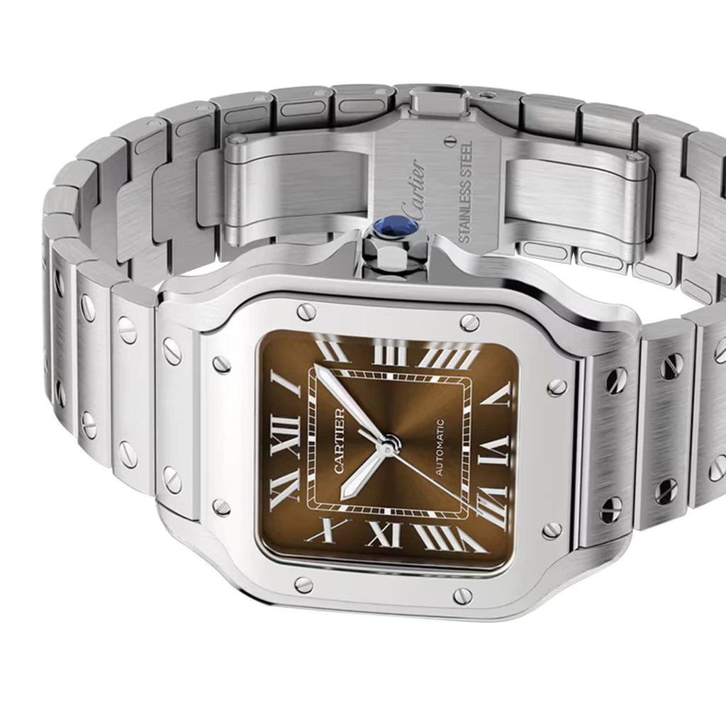 Santos de Cartier Medium Model | 35mm, Steel, Brown Dial