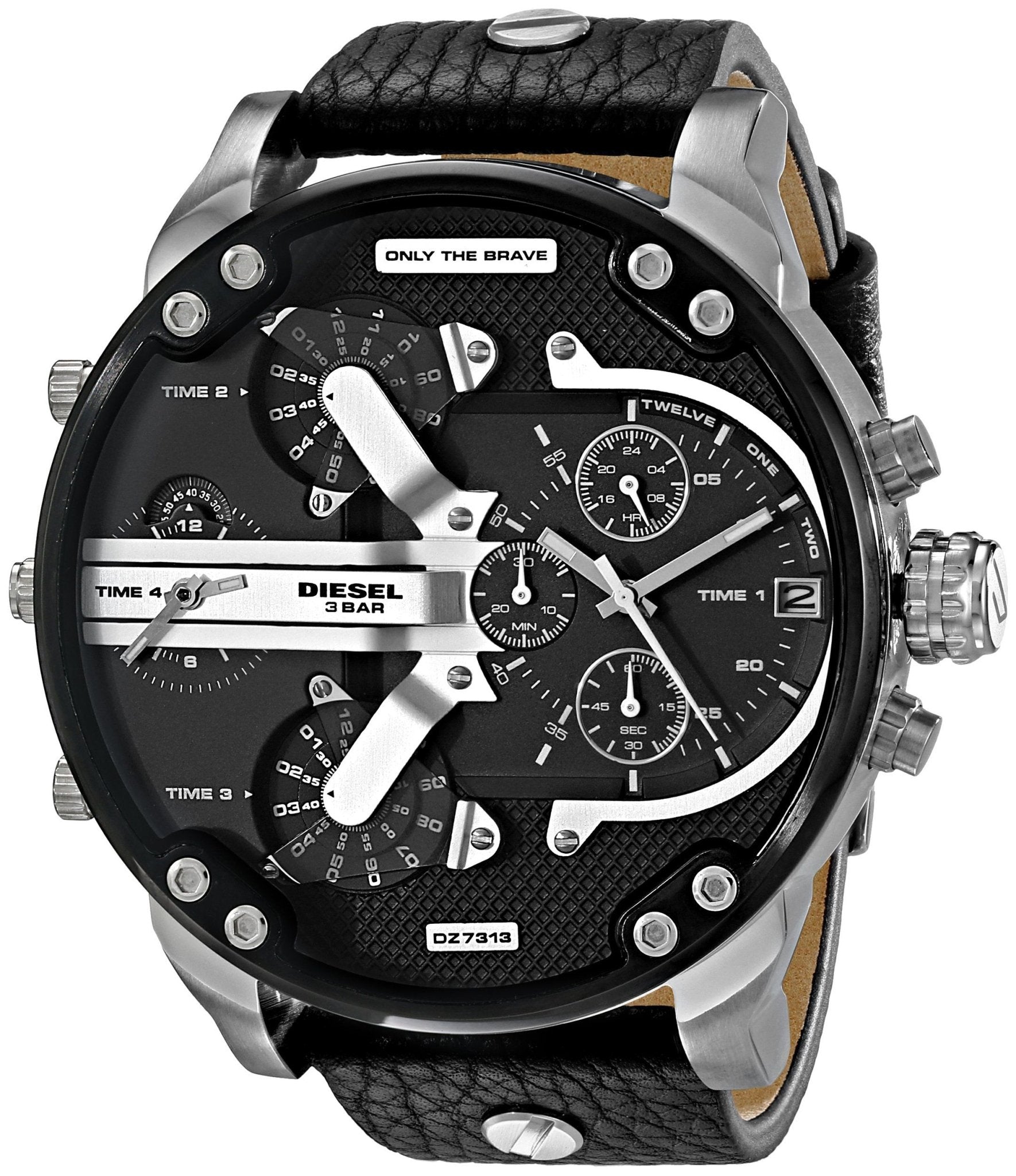 Diesel DZ7313 Mr. Daddy Chronograph Men's Watch – Black Dial & Black Leather Strap