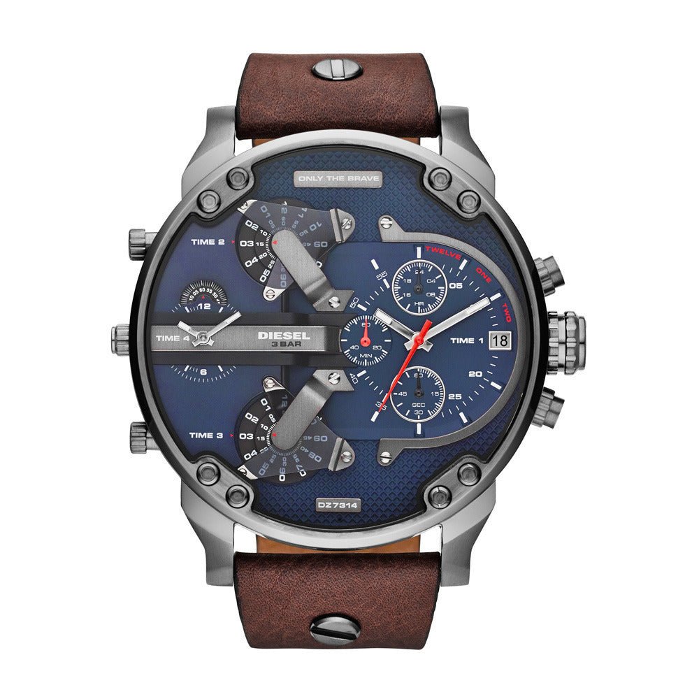 Diesel DZ7314 Mr. Daddy Chronograph Men's Watch – Blue Dial & Brown Leather Strap