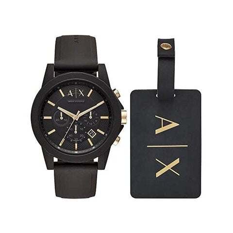 Armani Exchange Outerbanks AX7105 Men's Chronograph Watch – Black Dial with Black Stainless Steel Strap