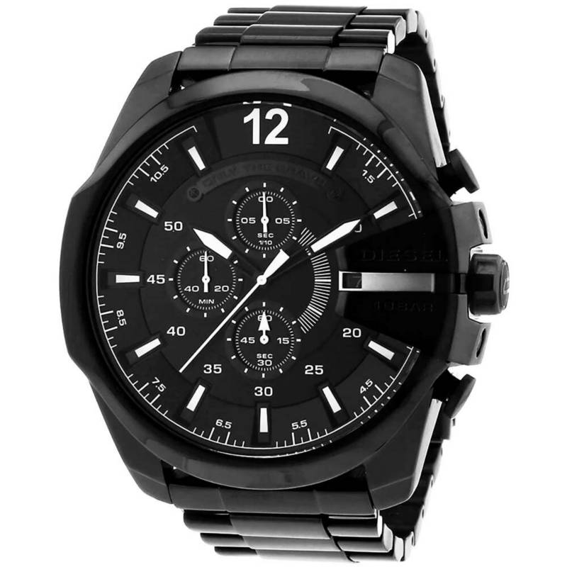Diesel DZ4283 Mega Chief Chronograph Men's Watch – Black Dial & Black Steel Strap