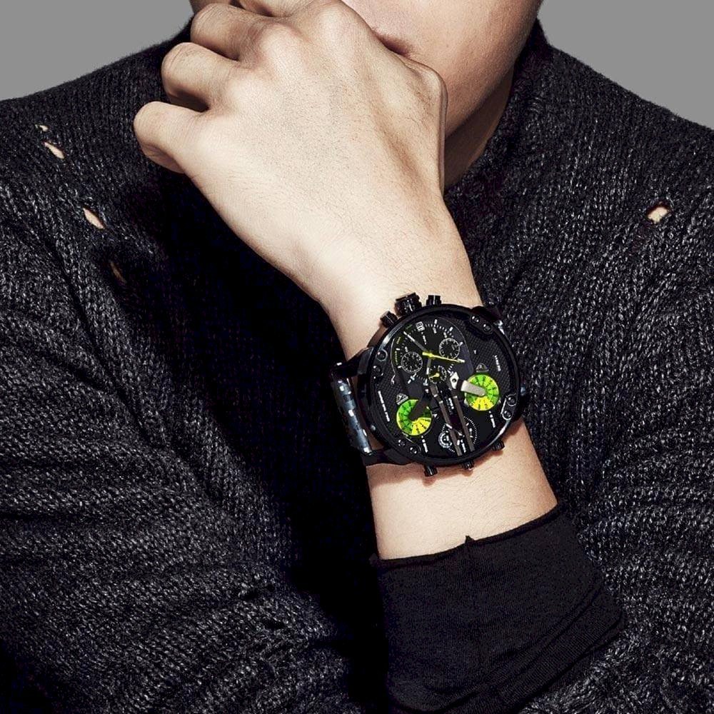 Diesel DZ7311 Big Daddy Chronograph Men's Watch – Black Dial & Black Leather Strap