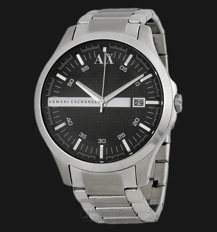 Armani Exchange Hampton AX2103 Men's Chronograph Watch – Black Dial with Silver-Tone Stainless Steel Strap