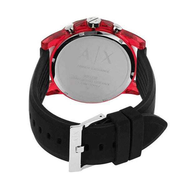 Armani Exchange Outerbanks AX1338 Men's Chronograph Watch – Black Dial with Black Silicone Strap
