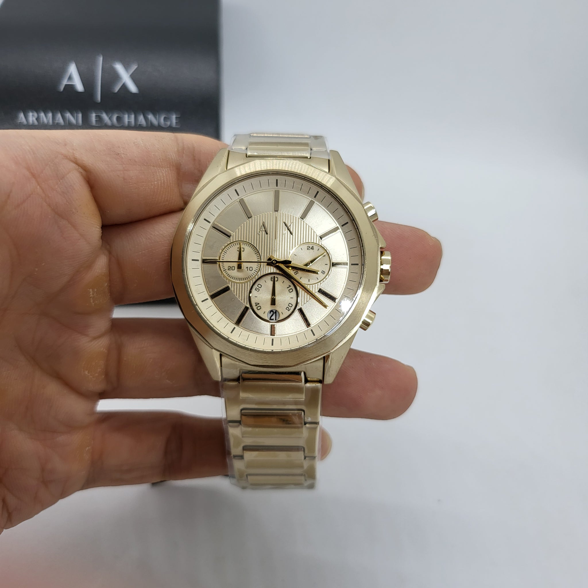 Armani Exchange Drexler AX2602 Men's Chronograph Watch – Gold Dial with Gold Stainless Steel Strap