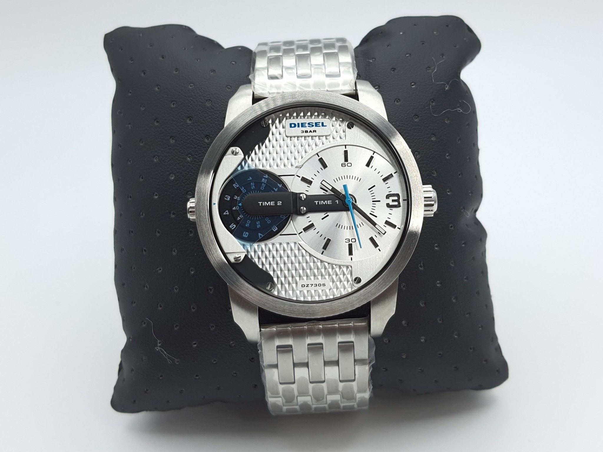 Diesel DZ7305 Mini Daddy Dual Time Men's Watch – Silver Dial & Stainless Steel Strap