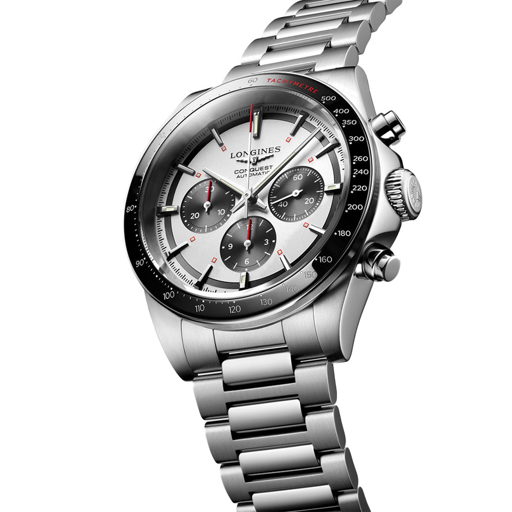 longines Conquest Automatic Chronograph 42mm - Silver on Bracelet