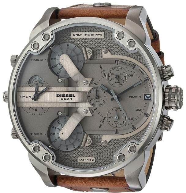 Diesel DZ7413 Mr. Daddy Chronograph Men's Watch – Grey Dial & Brown Leather Strap