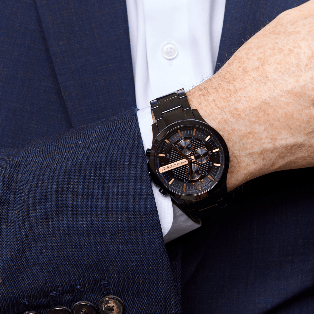 Armani Exchange Hampton AX2164 Men's Chronograph Watch – Black Dial with Black Stainless Steel Strap