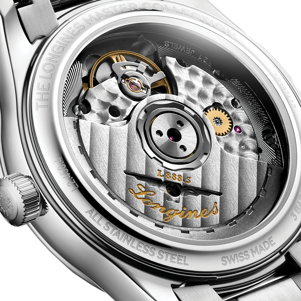 longines Master 34mm - White, Mother-of-Pearl, Diamond-Set on Bracelet