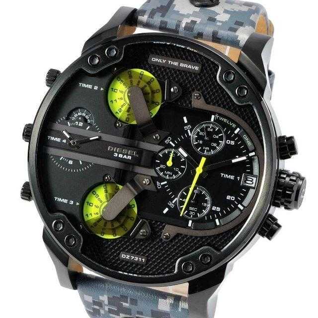 Diesel DZ7311 Big Daddy Chronograph Men's Watch – Black Dial & Black Leather Strap