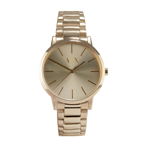 Armani Exchange Cayde AX2707 Men's Analog Watch – Gold Dial with Coordinated Gold Stainless Steel Strap